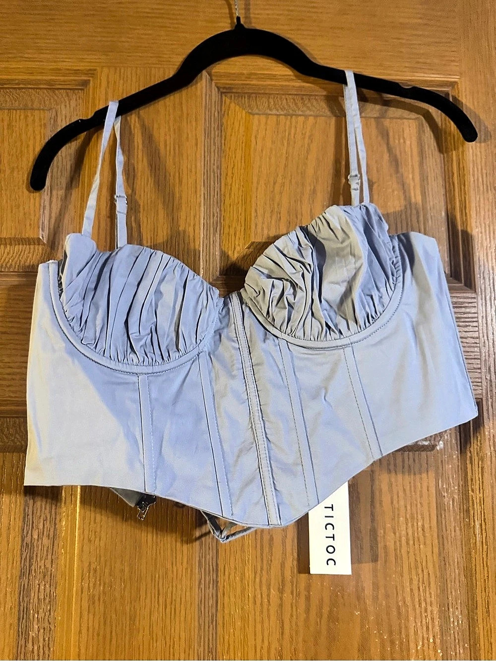 Tic Toc Corset Crop Top in Blue Size Medium NWT